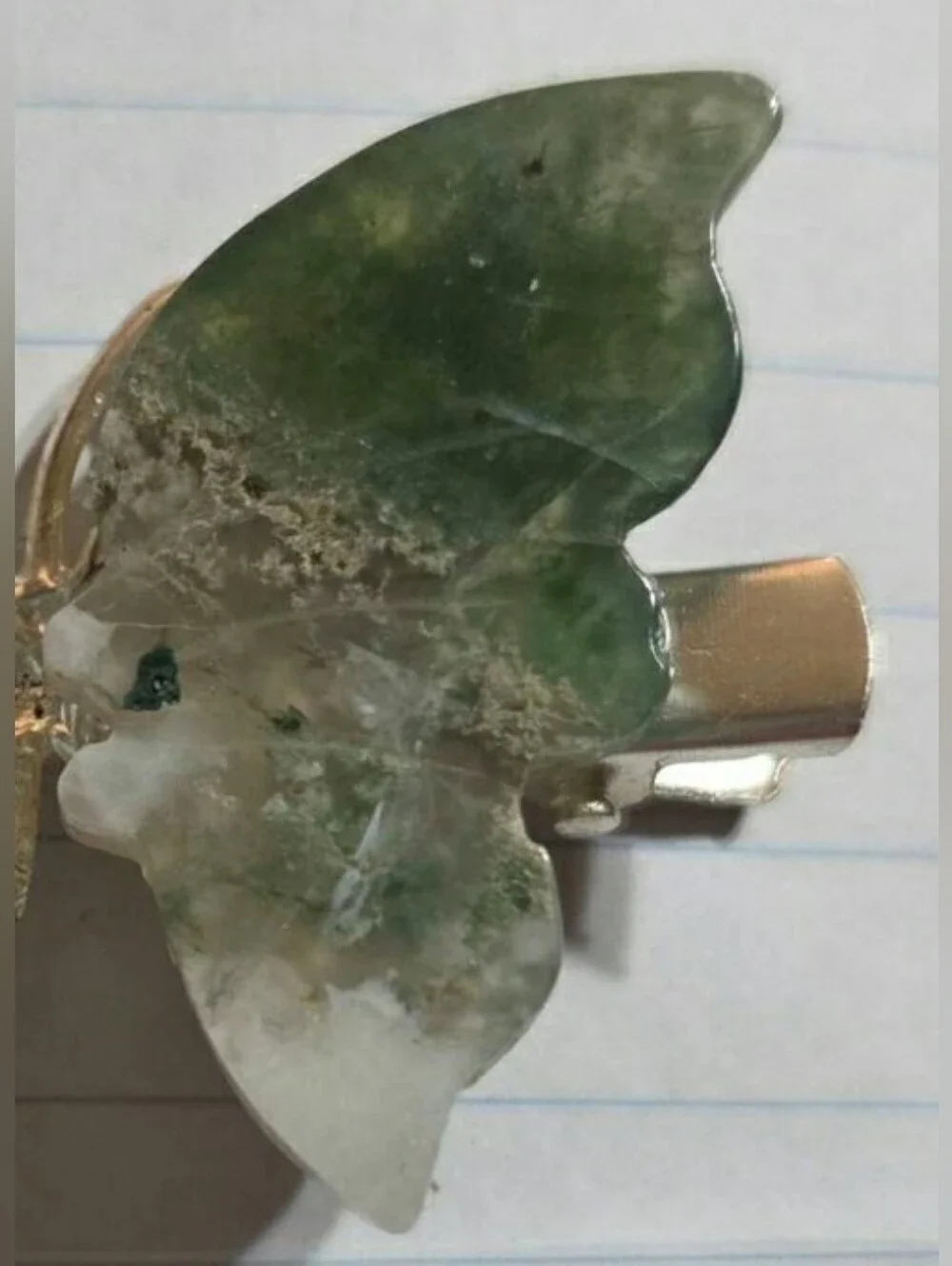 Moss Agate Butterfly Clip-Brooch-Hair Accessory-Decor-Carving